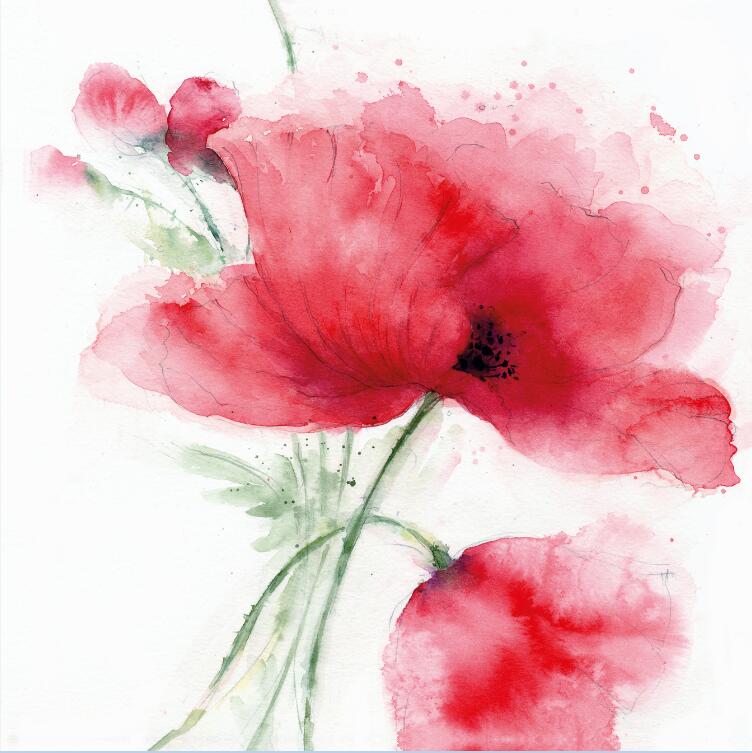 Couleur Aquarelle Florale Peinture sur toile