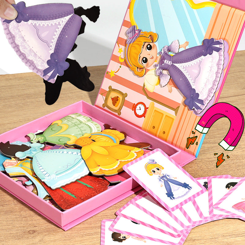 Princess and Prince Dress-Up Sticker Book Polyvalent Magnetic Dress-Up Game