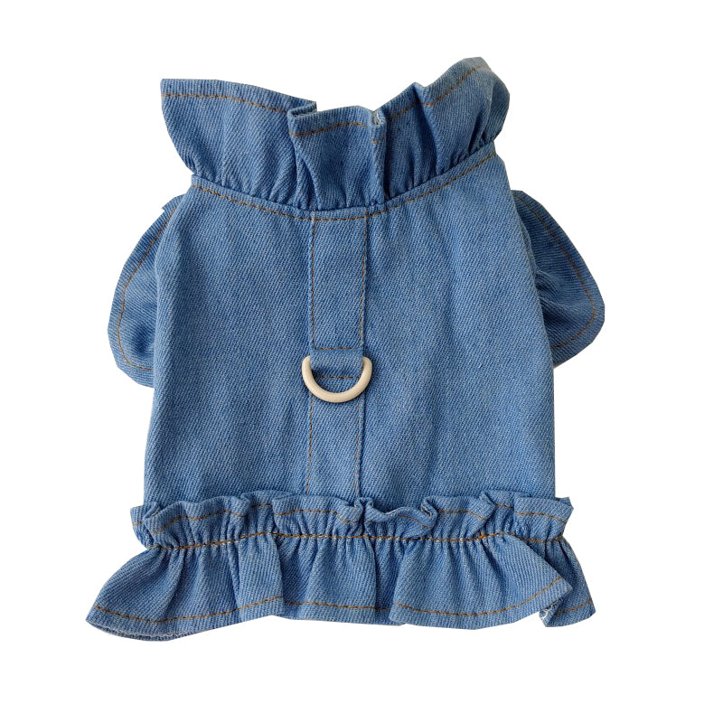 Animaux de compagnie Jeans Robe Habillement Dog Ruffles Vest Pet Harness Denim Robe Puppy Bleu Jeans Vêtements