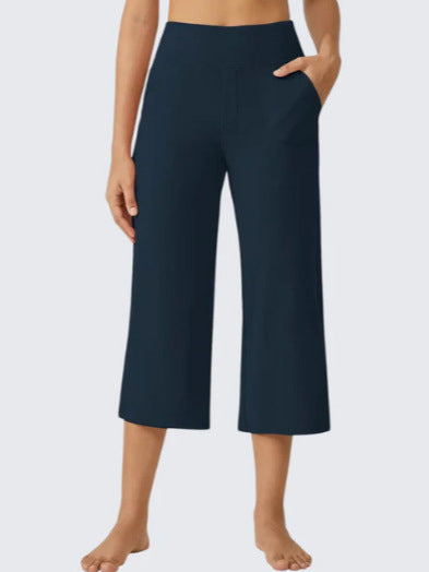 Les femmes haute taille emportent droit pantalons de yoga occasionnels avec des poches