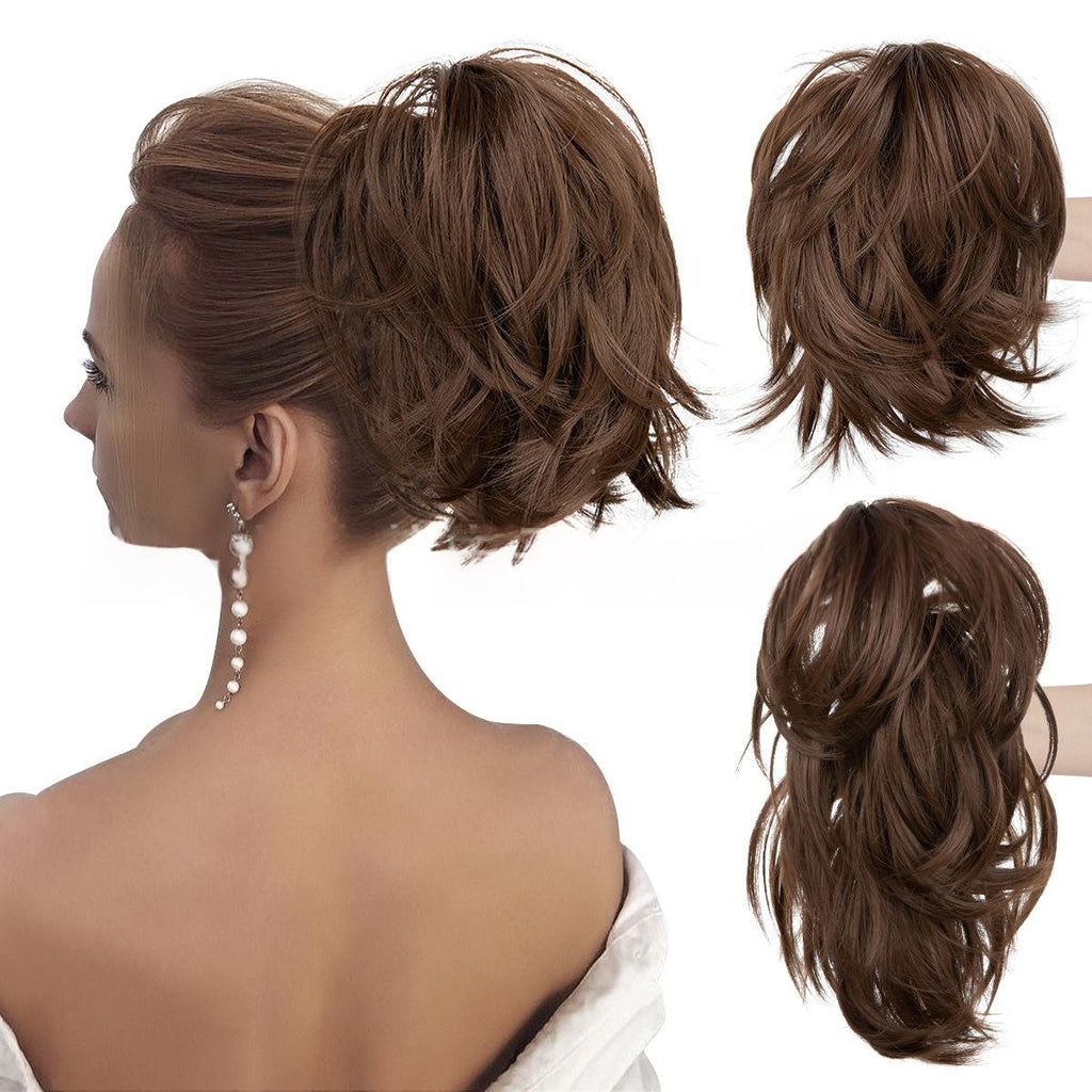 Haute température Synthétique Perruque Cheveux Clip-on Ponytail Femmes Court Style Volumineux Petit C