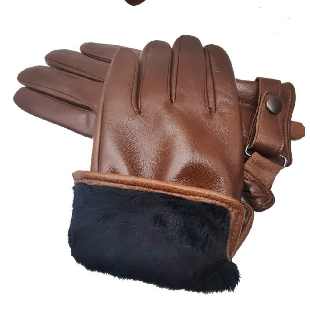 Gants en cuir imperméables élégants simples pour hommes pour le cyclisme extérieur