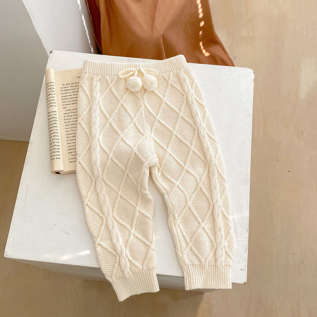 Bébé Garçons et filles Rhombus tricoté Pure beam long pantalons