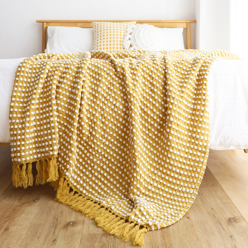Couverture à mailles pointillée de style nordique Gauze Tassel