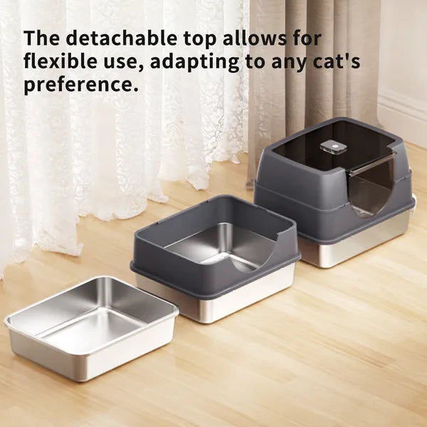 Galaxy Stainless Steel Beige Cat Litter Box
