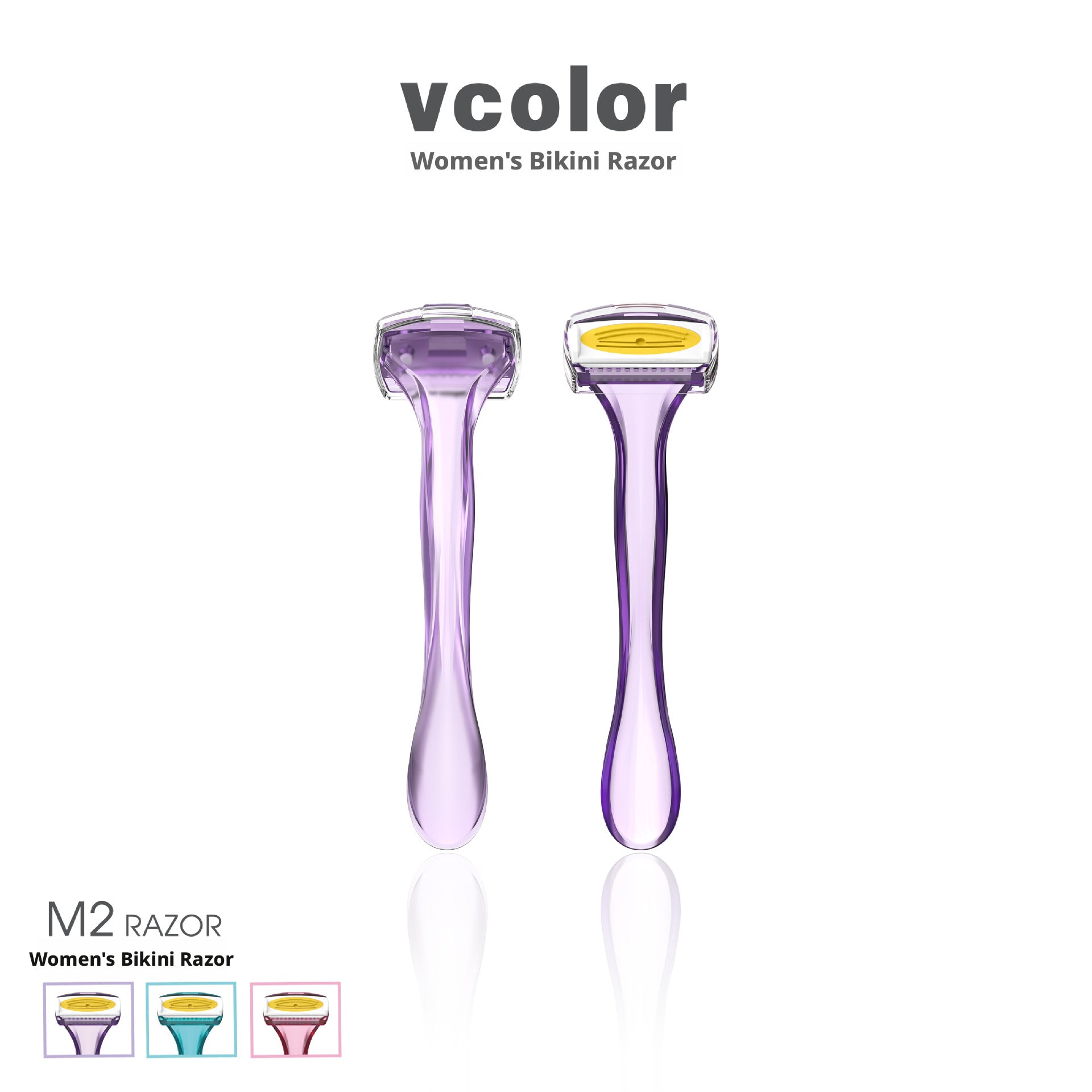 Couteau de rasage sous-arm-violet-6crd acier inoxydable-3 pièces