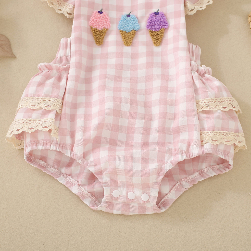 Sangle d'été combinaison de saut Plaid filles Romper
