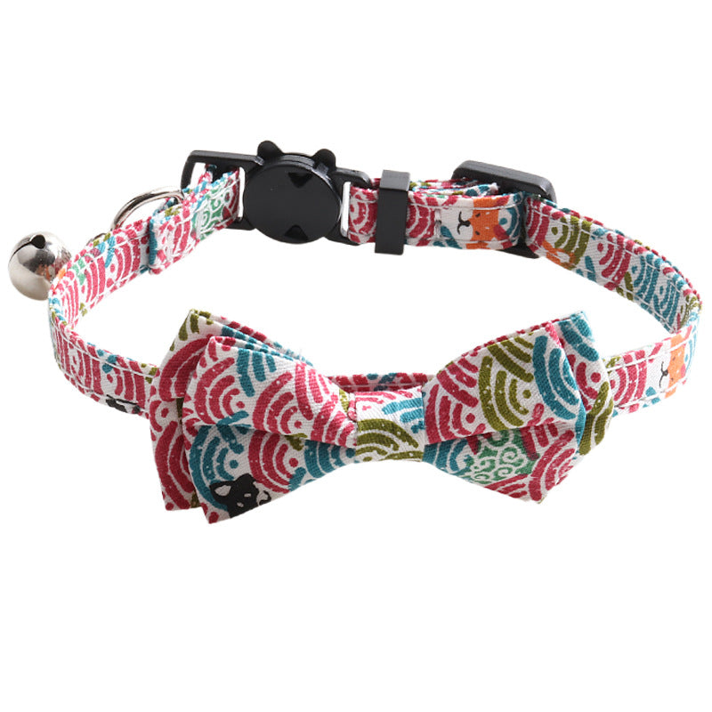 Style japonais Tang Grass modèle collier de chat deux-pièces Bow Binder triangulaire