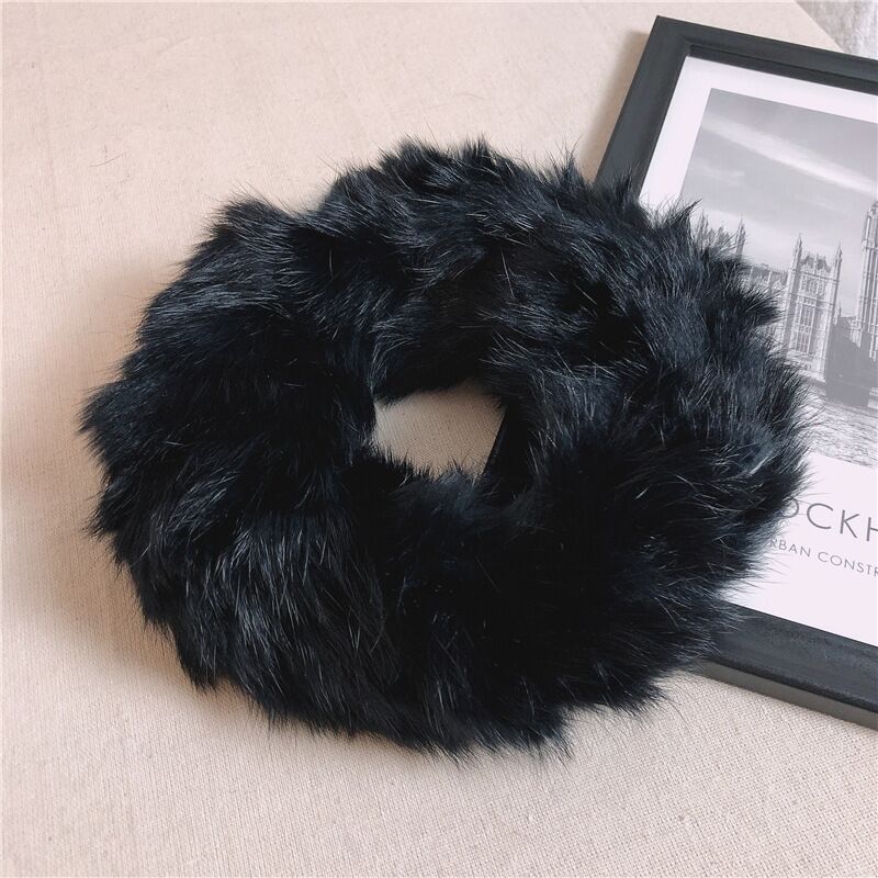 Influenceur Style Lapin Fur Visor pour l'automneHiver chaud Fashionable et large bande de tête en peluche