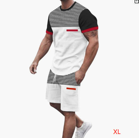 T-shirt casual homme Short deux-pièces imprimé Sportswear