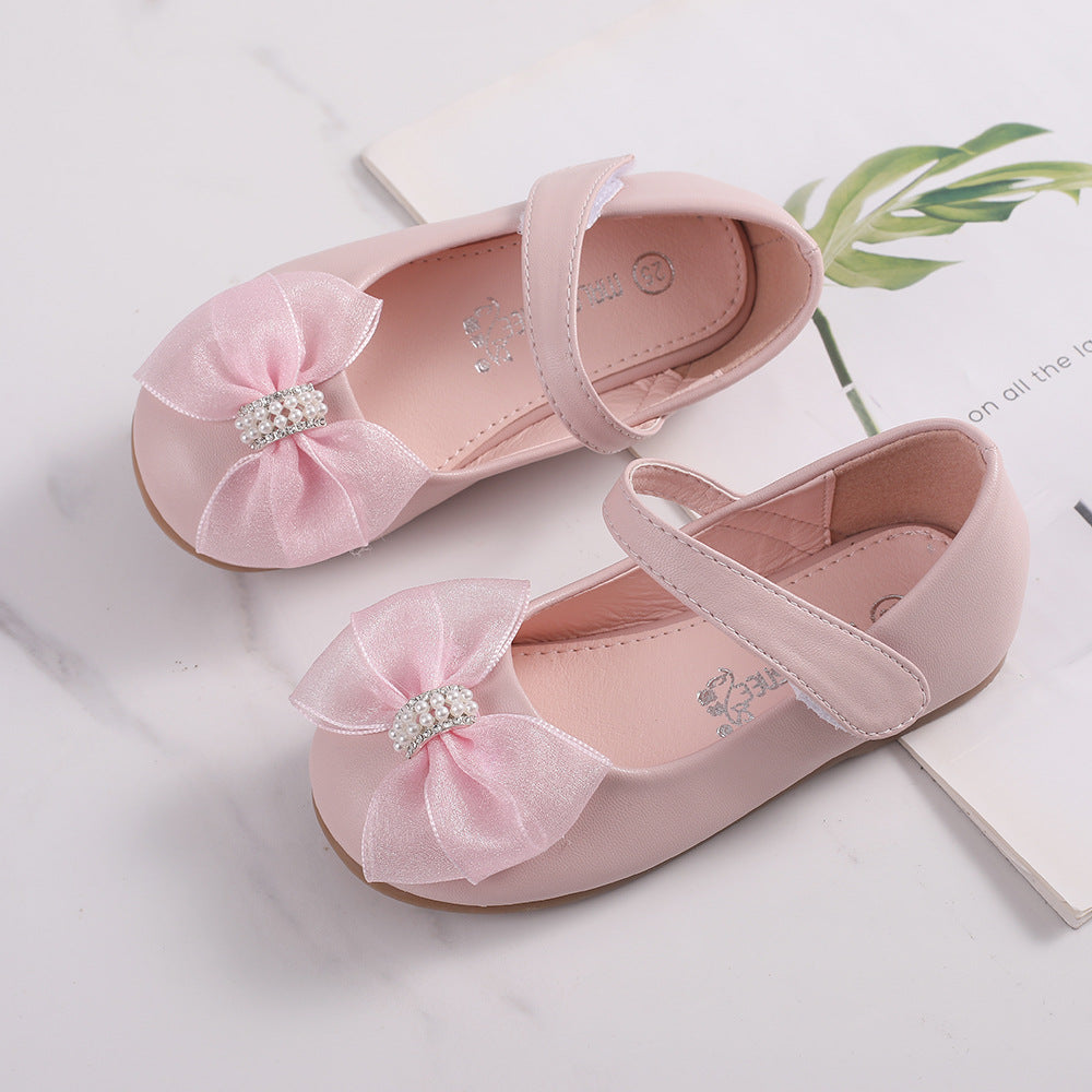 Chaussures Princesse PU en cuir Bow Flower Girl