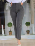 Femmes Printemps Été Casual Slim Fit Robe de bureau Pantalon polyvalent Cropped Business Commut
