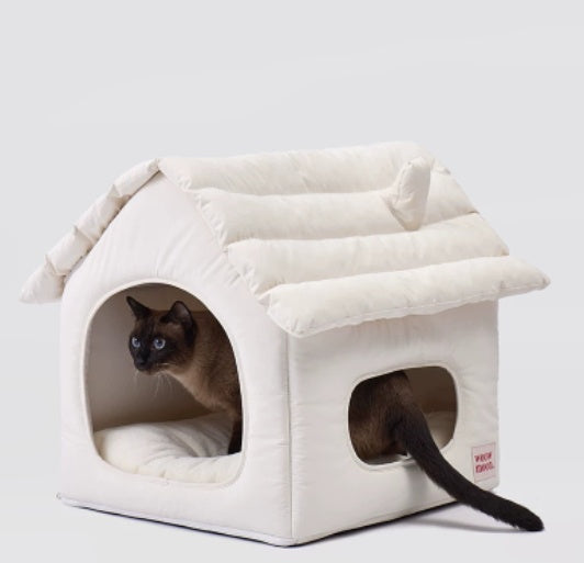 Chaud d'hiver épaissé lit de chat fermé tout-saison universel amovible et lavable Cozy T