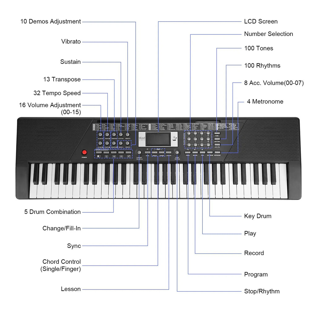 Jouet de piano multifonctionnel à 61 clés