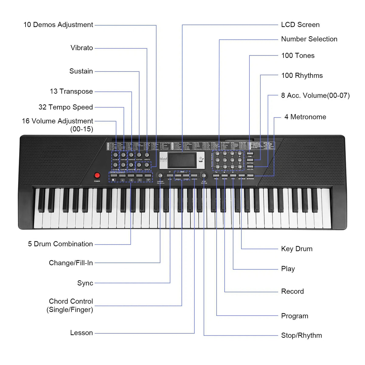 Jouet de piano multifonctionnel à 61 clés