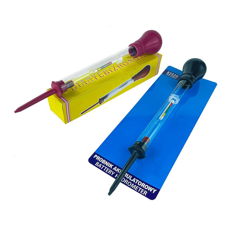 Automotive battery hydrometer electro-hydraulic battery plus electrolyte densimeter
