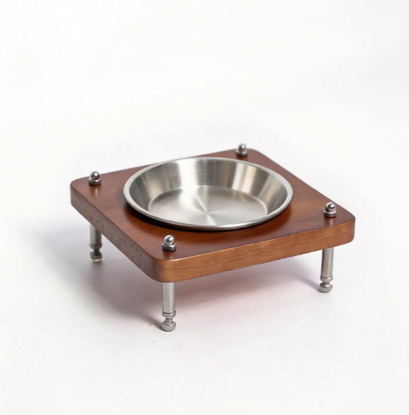 Bol pour animaux de compagnie en bois massif avec hauteur réglable et angle pour le soutien du cou