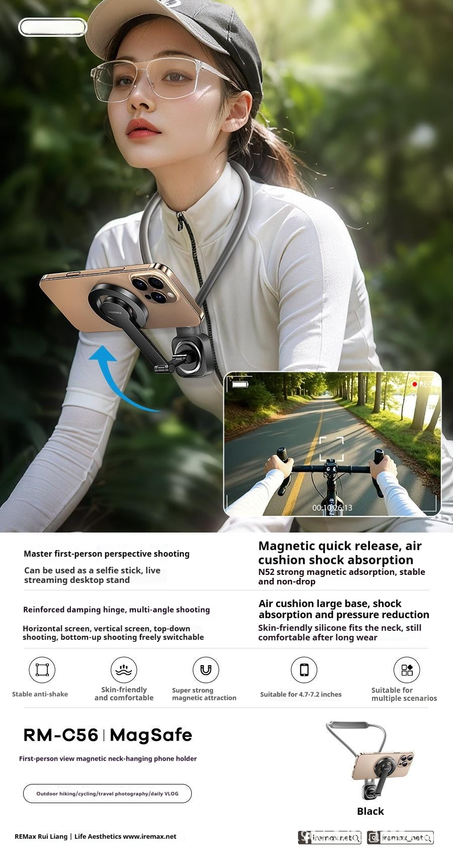 Porte-téléphone magnétique monté sur le cou