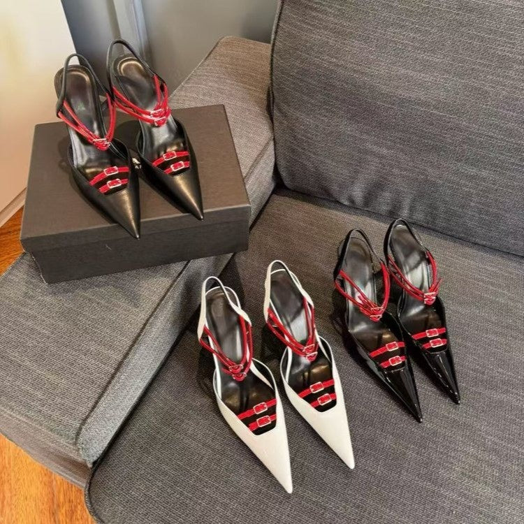 Femmes Printemps Summer Pointed Toe Stiletto Talons European American Fashion Slim Fit Versatil