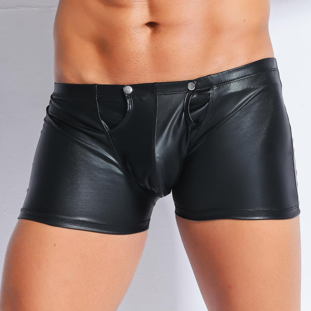 Lingerie en cuir pour hommes Short en cuir vernis ouvert