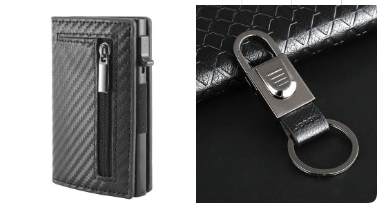Ancien modèle de fibre de carbone Porte-carte multifonction en cuir pour hommes