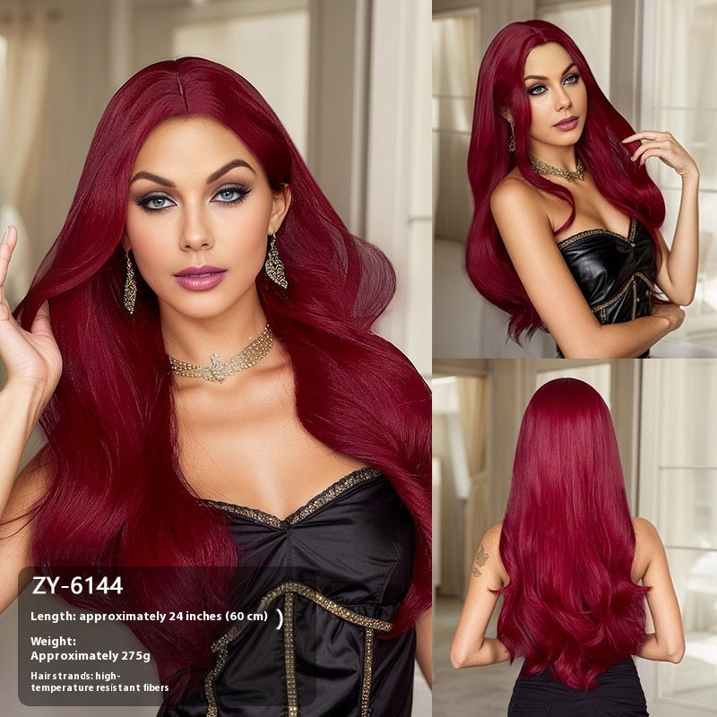 Wig Simulation Hairline Women's Team Anchor 60cm Micro-volume Long Headgear