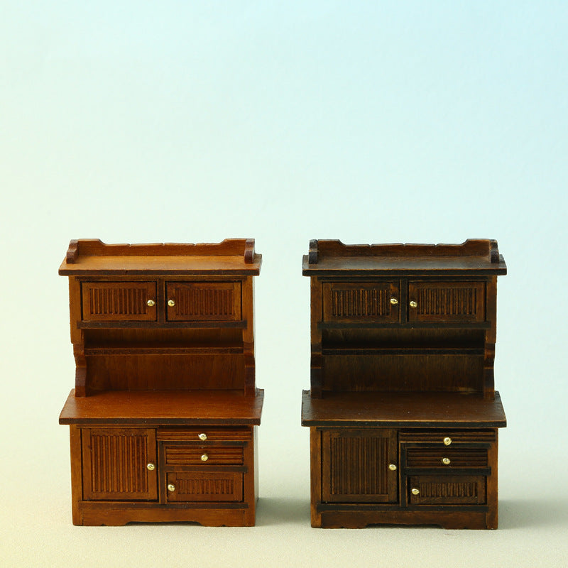 Miniature Dollhouse avec meubles et décorations Double porte buffet et bibliothèque