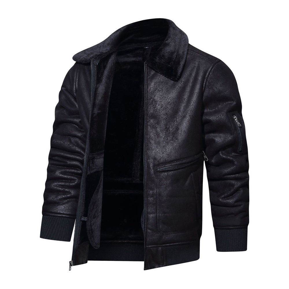 Veste de cuir et de fourrure d'automne et d'hiver pour hommes