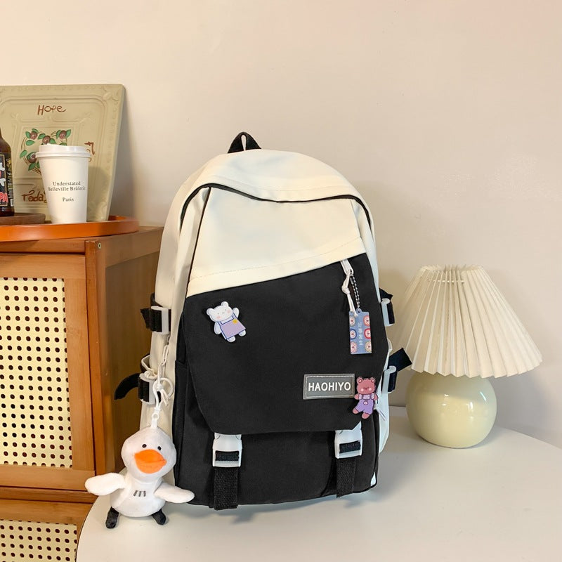 Lycée Étudiant Grande capacité Color-block Sac à dos