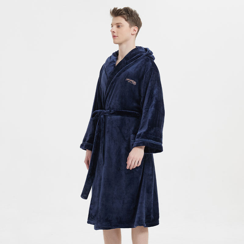 Fashion Navy Flannel Nightgown pour hommes