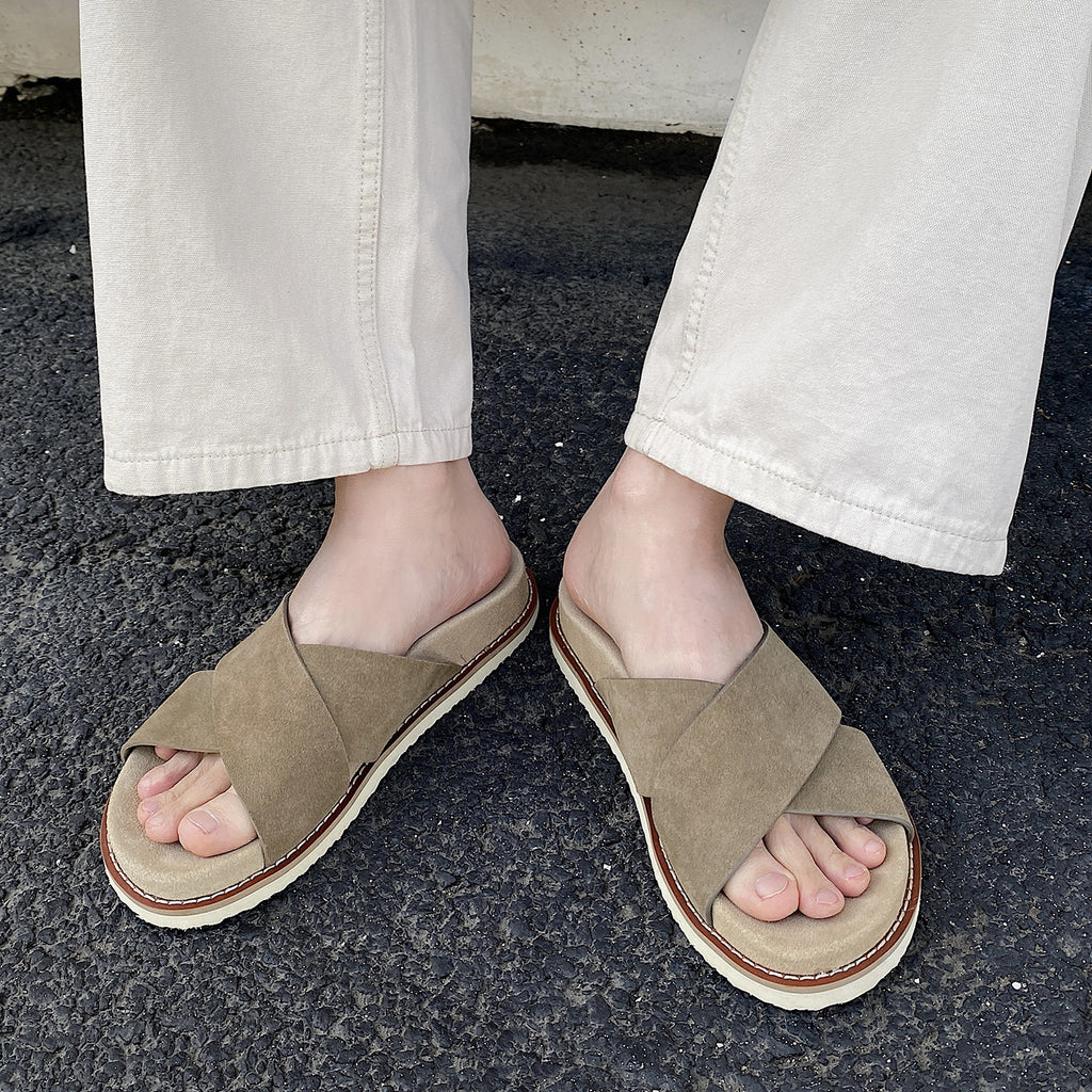 Shiny Cow Suede Summer Men's Genuine Leather