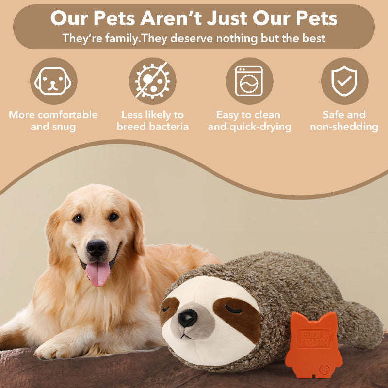 Jouet d'entraînement interactif en peluche apaisant pour animaux de compagnie avec dispositif de battement de coeur