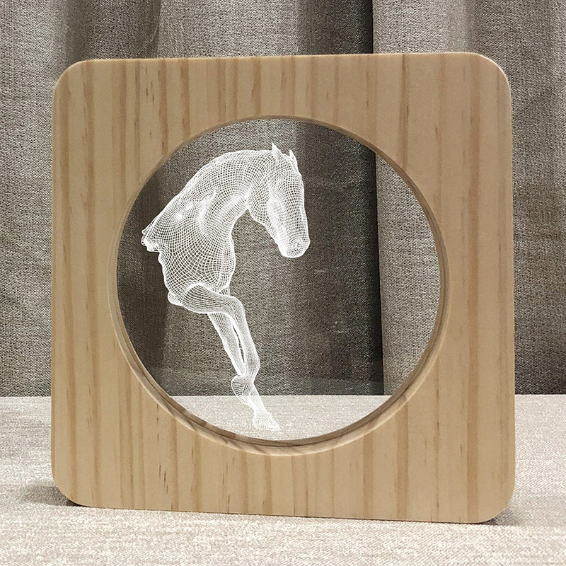 Lampe créative de cheval en bois