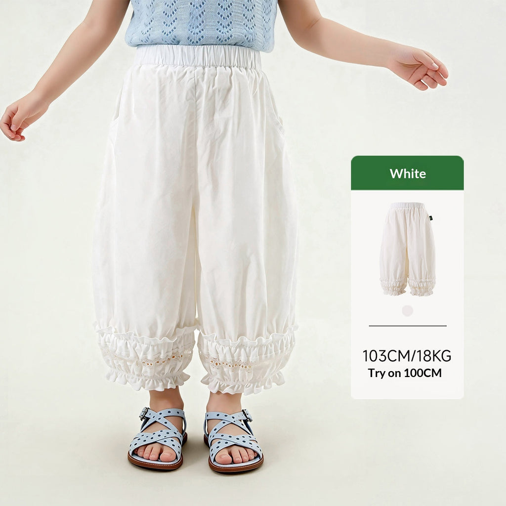 Pantalons casual pour enfants Bloomers à volant en dentelle à double couche