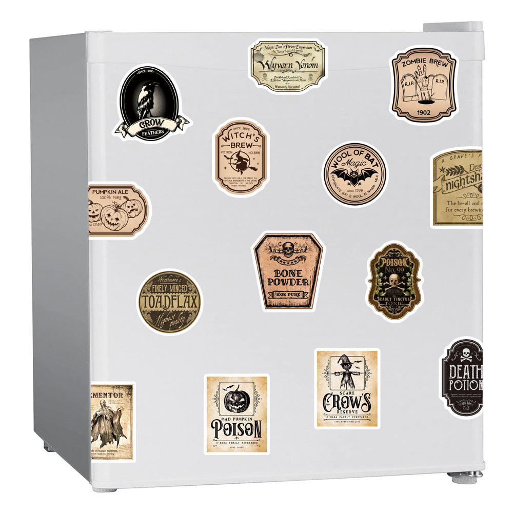 50 vieilles bouteilles d'Halloween avec stickers Graffiti