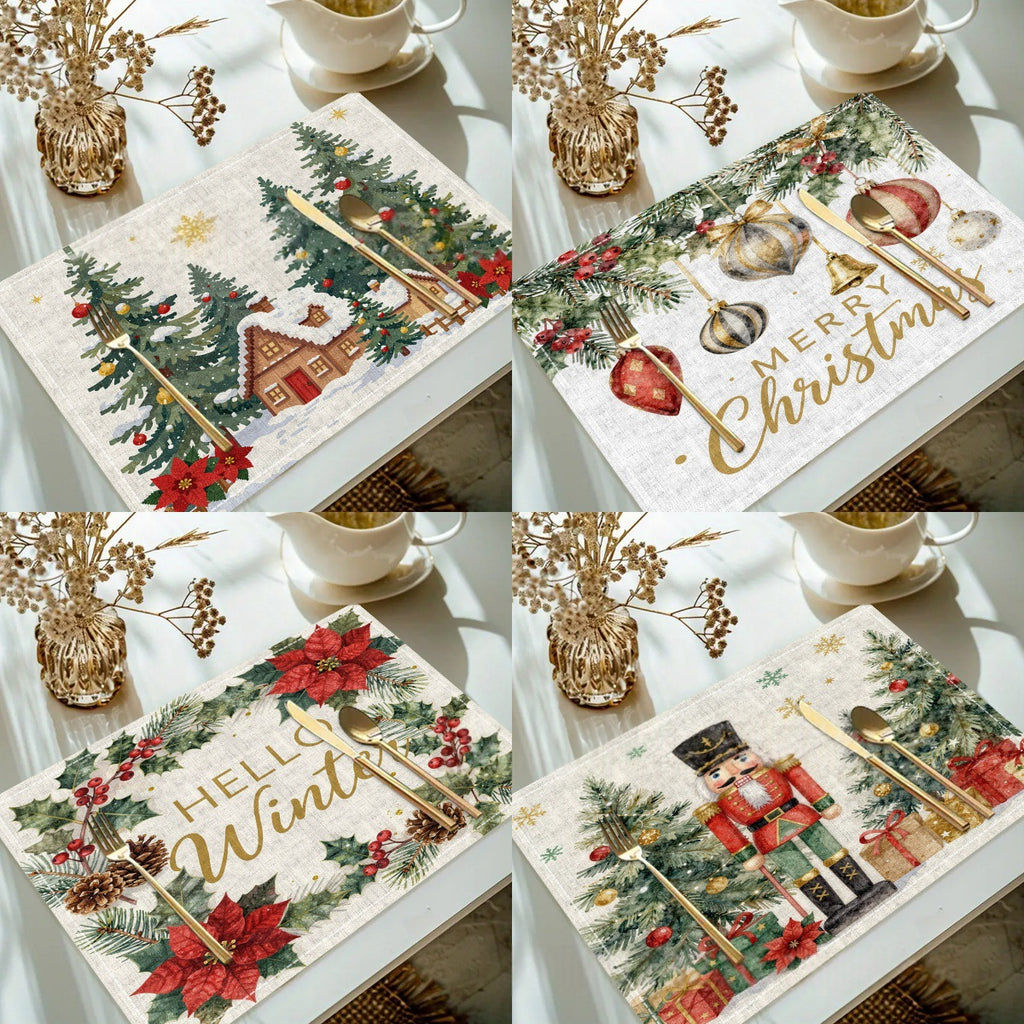 Table de table de Noël imprimée en lin