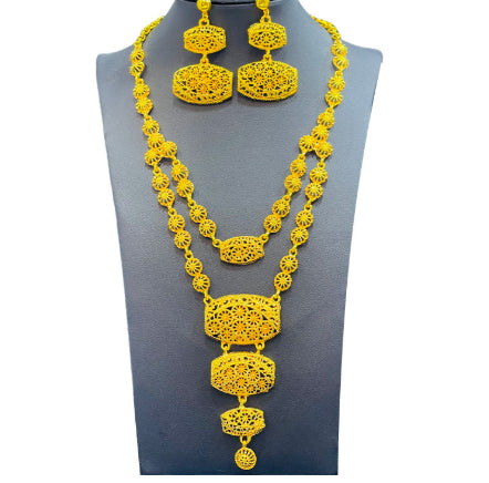Bijoux d'or costume arabe Collier de mariage Bracelet Boucles d'oreilles Anneau