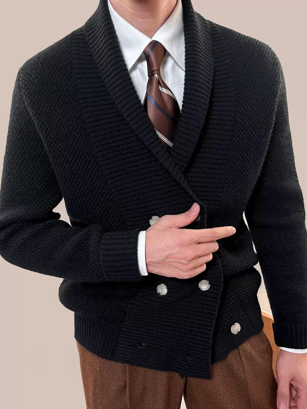 Chandail à col V haut de gamme Hommes Retro Slim-Fit Sweater Sweater Manteau mode pour hommes