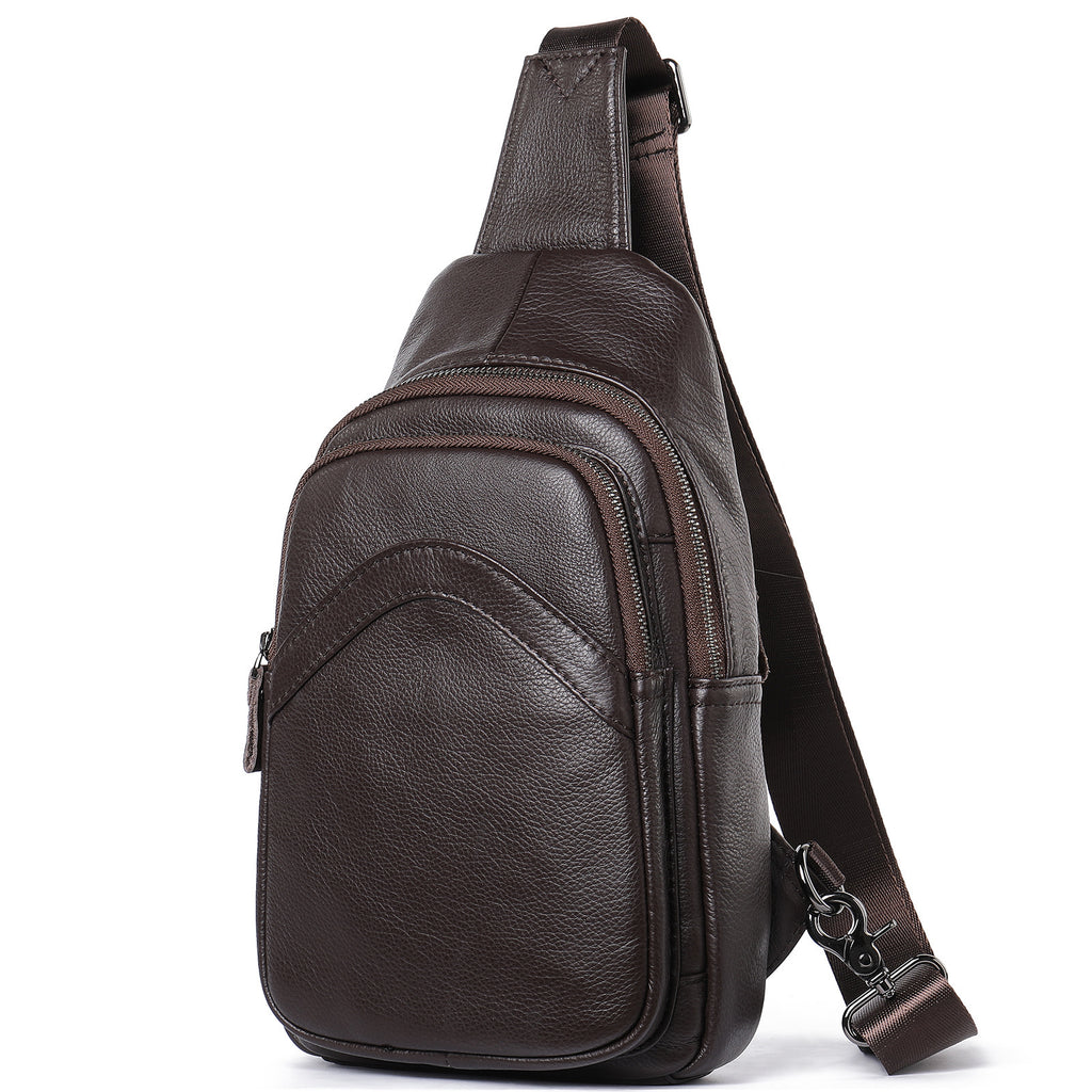 Sac de poitrine en cuir véritable pour homme