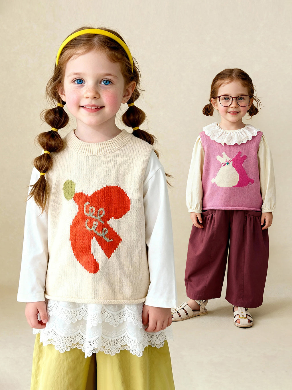 Broderie de dessins animés Veste de taille tricotée souple et polyvalente