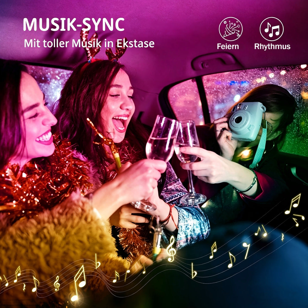4-Piece 72 LED Auto Footwell Atmosphere Light Strips avec Music Sync Sound Activation & App