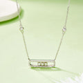 S925 Silver Rose Gold Plated Capsule Collier Moissanite 45cm Pave Border Lunette Station D