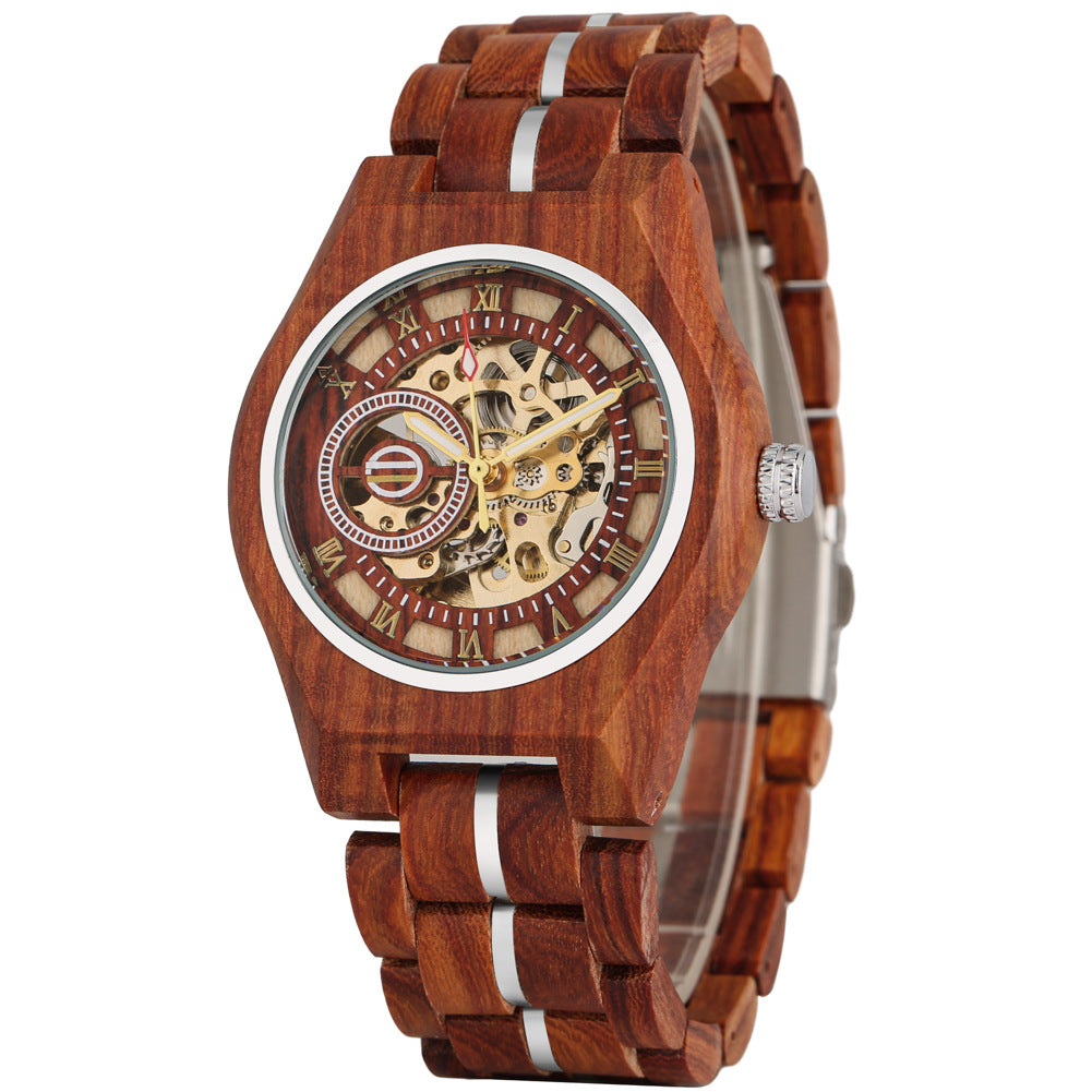 Montre mécanique pour hommes à cadran romain ouvert