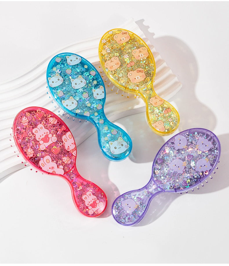 Peigne Sequined Mini Coussin d'air Peigne à cheveux lisse pour enfants Peigne Portable Petit Port
