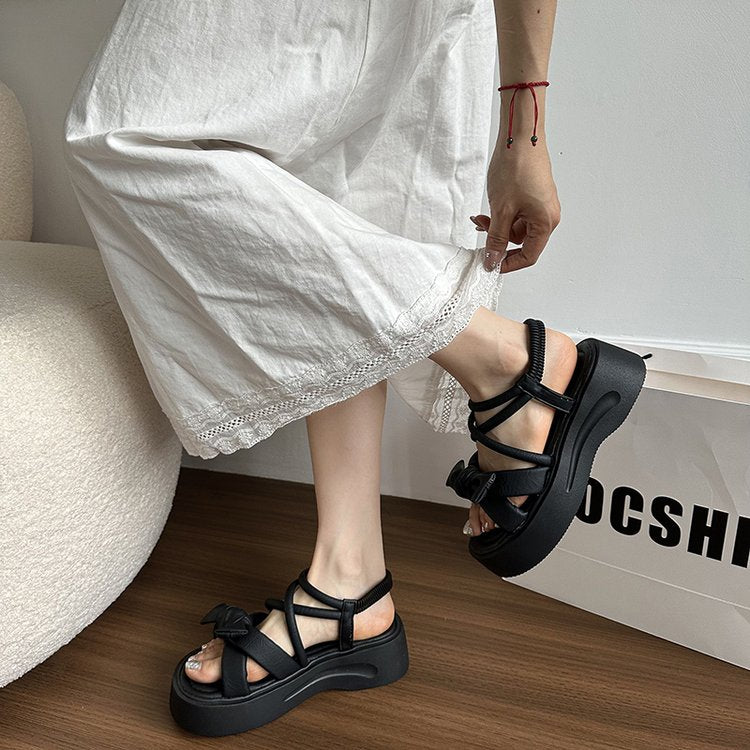 Femmes Summer French Style Bow Platform Sandales