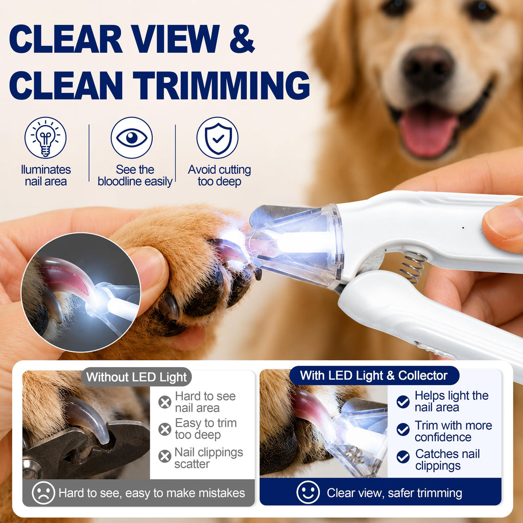 2-en-1 Clippers pour ongles de chien avec lumière - Poignard électrique pour ongles pour petits grands chiens
