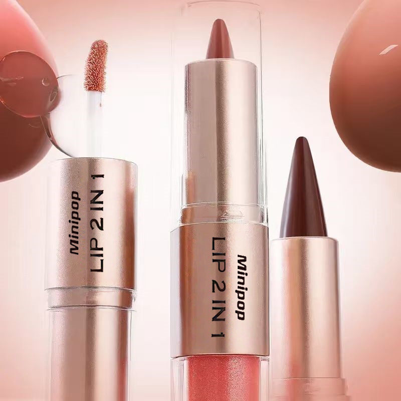 Double-bout étanche à la boue 2-en-1 Lip Gloss and Lip Liner