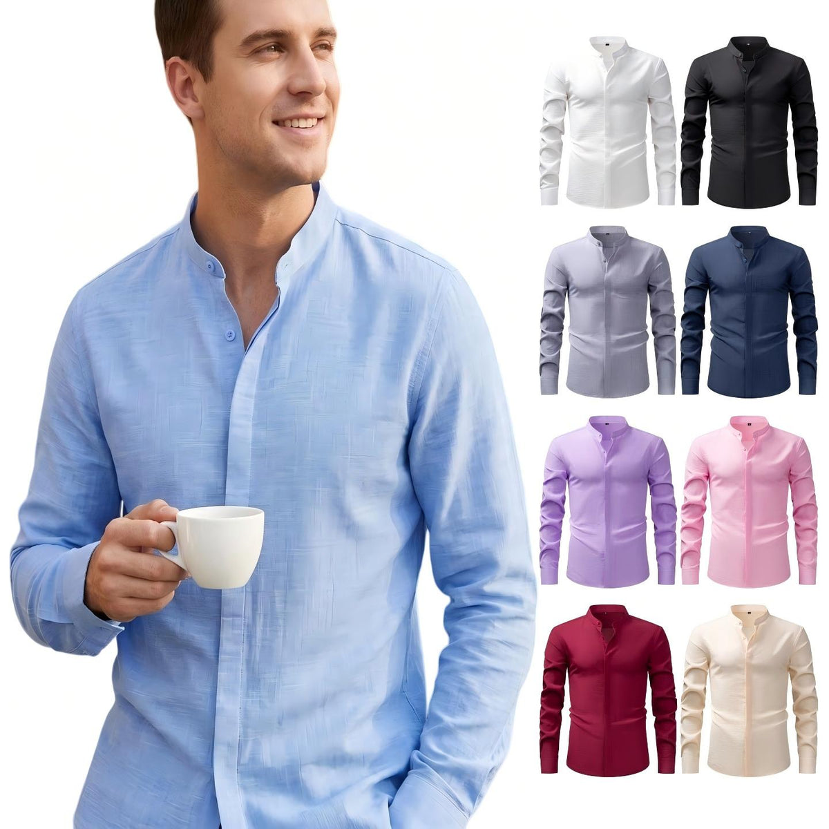 Jiana Linge d'imitation populaire chemise homme avec collier de stand
