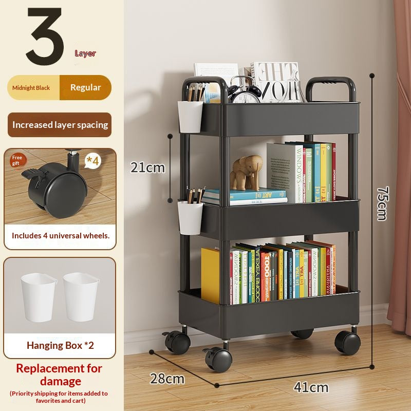 26cm Black-3 Layers-roues-hooks-hanging Boxes-stickersPetit panier rack de rangement