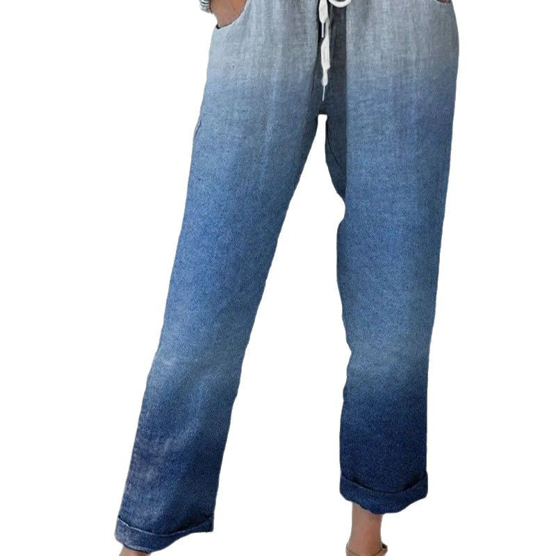 Pantalons décontractés de style graffiti à la mode avec une impression florale et une coupe souple